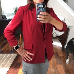 Jules & Leopold Red Ruched Sleeve Blazer